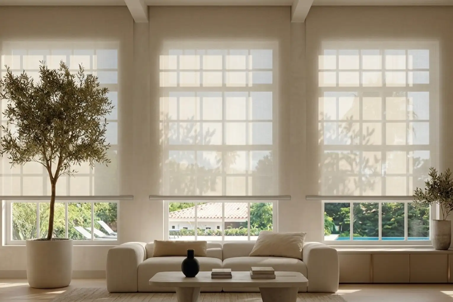 Cortinas roller empotradas: diseño, tecnología y control solar