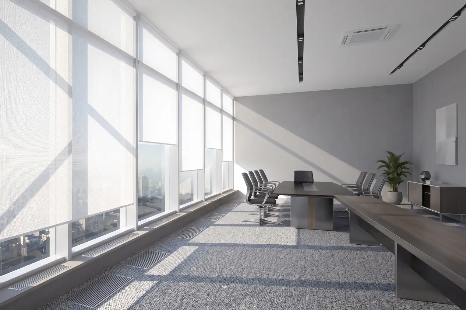 Cortinas roller empotradas: diseño, tecnología y control solar